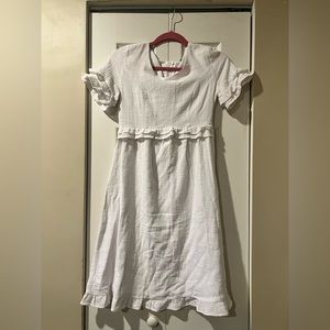 White linen midi dress